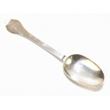 LAURENCE COLE; a James II hallmarked silver trefid spoon, the oval bowl with a raised rat tail,