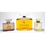 Three perfume factice shop display bottles comprising Donna Trussardi, height 24.5cm, Joy Jean Patou