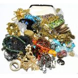 A mixed group of costume jewellery including necklaces, bracelets, etc.