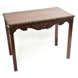 A mahogany Chippendale style console table.