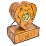 A modern scratch built wooden heart shaped mantel timepiece, the heart shaped upper section