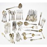 An extensive ninety-eight piece German 800 grade canteen of cutlery, each with cast detail to the