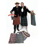 Four gentlemen's vintage tartan pleated kilts in different tartans, two ladies' tartan kilts, one