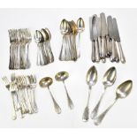 A German 800 grade silver sixty-five piece service, each with cast detail to the handles, comprising