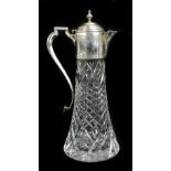 GARRARD & CO LTD; an Elizabeth II hallmarked silver mounted claret jug of tapering cylindrical form,