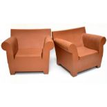 A pair of Kartell moulded plastic Bubble Club chairs designed by Phillippe Starck, with moulded