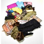 A group of vintage ladies' silk scarves including a Patricia Field example, further various