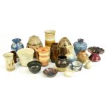A mixed lot of assorted Art Pottery and Studio Ceramics to include a globular vase with moulded
