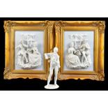 ALT MEISSEN ART (DRESDEN); a pair of 20th century bisque porcelain relief decorated wall plaques