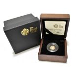 A Royal Mint 2009 quarter-sovereign gold Proof coin, limited edition no.4847, encapsulated with