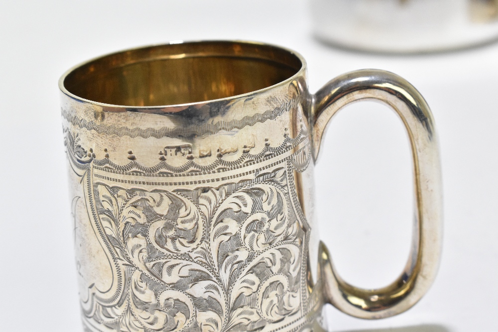 A group of variously hallmarked silver items comprising a cigarette box, two Christening mugs, a - Image 13 of 15