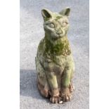 A reconstituted stone garden model of a seated cat, height 54cm.Additional InformationWeathered