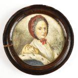 19TH CONTINENTAL SCHOOL; watercolour and pencil on vellum, portrait miniature, Princess Amelia,