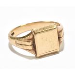 A gentleman's 9ct yellow gold signet ring with blank rectangular cartouche, size Z, approx 8.0g.