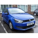 A 2010 Volkswagen Polo, 1.4, sea blue, mileage believed to be correct 36,108, reg no.MT60 PWY. Two