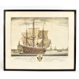 AFTER A. ROUBLARD DELIN; a 19th century engraving depicting H.M.S Blenheim, 44 x 51.5cm.Additional