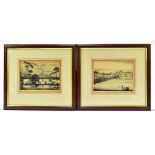 ARCHIE RHYS GRIFFITHS ARCA; two etchings, Loughar Bridge and Loughar Mill, each 14 x 18cm, framed