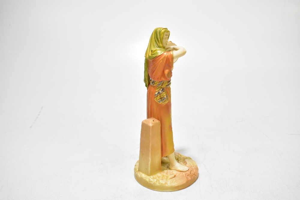HADLEY ROYAL WORCESTER; a coloured blush ivory figure representing a maiden playing a tambourine, - Image 2 of 8