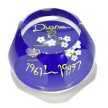 PERTHSHIRE; a limited edition faceted glass paperweight produced to commemorate Princess Diana,