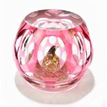 PERTHSHIRE; a limited edition faceted glass 'American Bald Eagle' paperweight with ruby overlay,
