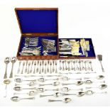 A matched canteen of 19th century Hamburg silver flatware of shaped and scrolled design with