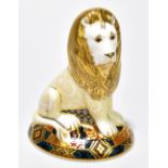 ROYAL CROWN DERBY; a limited edition 'Heraldic Lion' paperweight, 1249/2000, with gold stopper,