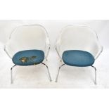 ANTONIO CITTERIO FOR B+B ITALIA; a pair of Iuta chairs with white painted mesh backs and blue