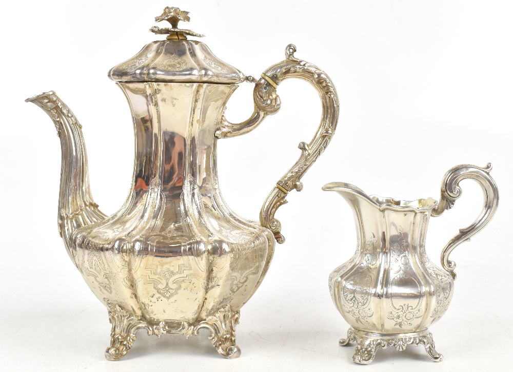 JOSEPH ANGEL I & JOSEPH ANGEL II; a Victorian hallmarked silver teapot, of shouldered and lobed