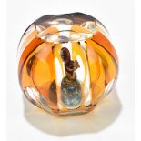PERTHSHIRE; a limited edition faceted glass 'Squirrel' paperweight, with amber overlay, number 25-