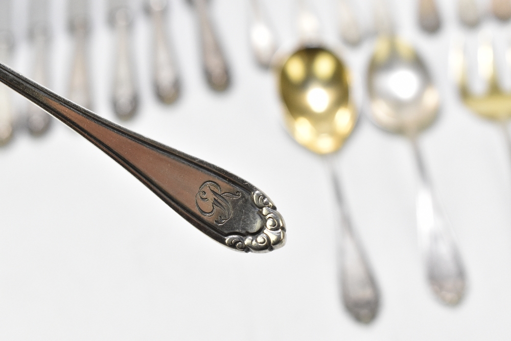 A German 800 grade thirty-two piece part canteen of cutlery each with cast floral detail, the - Image 4 of 12