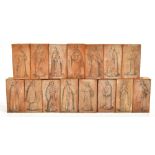 A collection of fifteen sycamore Williamson & Son artist's blocks decorated in pencil with