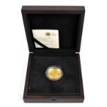 An Elizabeth II Shakespeare 2016 999.9 quarter-ounce gold Proof £25 coin, listed weight 7.80g,