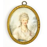 FRENCH SCHOOL, LATE 19TH/EARLY 20TH CENTURY; watercolour on ivory, portrait miniature, 'Lady