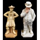 ROYAL WORCESTER; two figures modelled by James Hadley, comprising 'The Scotsman' shape number 913,