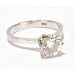 An 18ct white gold and diamond solitaire ring, the round brilliant cut stone weighing approx 1.5ct