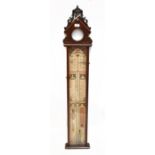 ADMIRAL FITZROYS; a late 19th century mahogany and oak Gothic Revival barometer of typical narrow