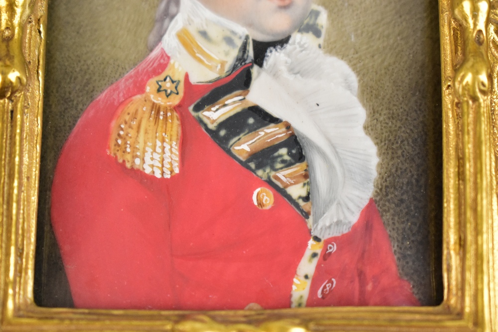 19TH CENTURY BRITISH SCHOOL; watercolour on ivory, portrait miniature of a British officer, - Image 3 of 6