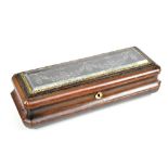 ALPH GIROUX PARIS; a 19th century French leather jewellery casket, of shaped rectangular form, the