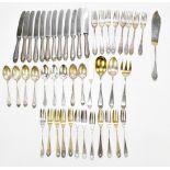 A German 800 grade thirty-two piece part canteen of cutlery each with cast floral detail, the