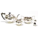 JOHN & WILLIAM DEAKIN; an Edward VII hallmarked silver three piece tea set comprising teapot with