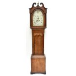 CLARKE OF TUXFORD; a 19th century oak and mahogany cased eight day longcase clock with brass orb