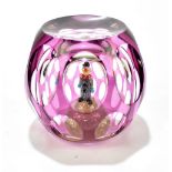 PERTHSHIRE; a limited edition faceted glass 'Circus Clown' paperweight, with single flash overlay,