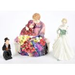 ROYAL DOULTON; three figures comprising HN1342 'Flower Seller's Children', HN3699 'Grace', and '