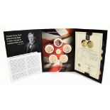 The Winston Churchill commemorative six coin set issued by The London Mint Office, comprising a £10,