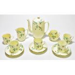 FOLEY CHINA; a fifteen piece part coffee service decorated with floral sprigs, height of coffee