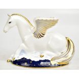 ROYAL CROWN DERBY; a limited edition Pegasus paperweight, 91/1750, with gold stopper and original