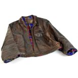 AERO LEATHER; a vintage genuine front-quarter horse hide gentleman's jacket, with label to