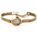 Accurist; a ladies' vintage 1970s 9ct gold wristwatch with crown wound movement,