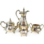 Joseph Angel; a good early Victorian hallmarked silver four-piece tea set,