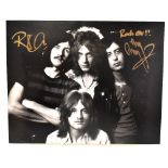 LED ZEPPELIN; a black and white copy photograph with signatures of Jimmy Page and Robert Plant.